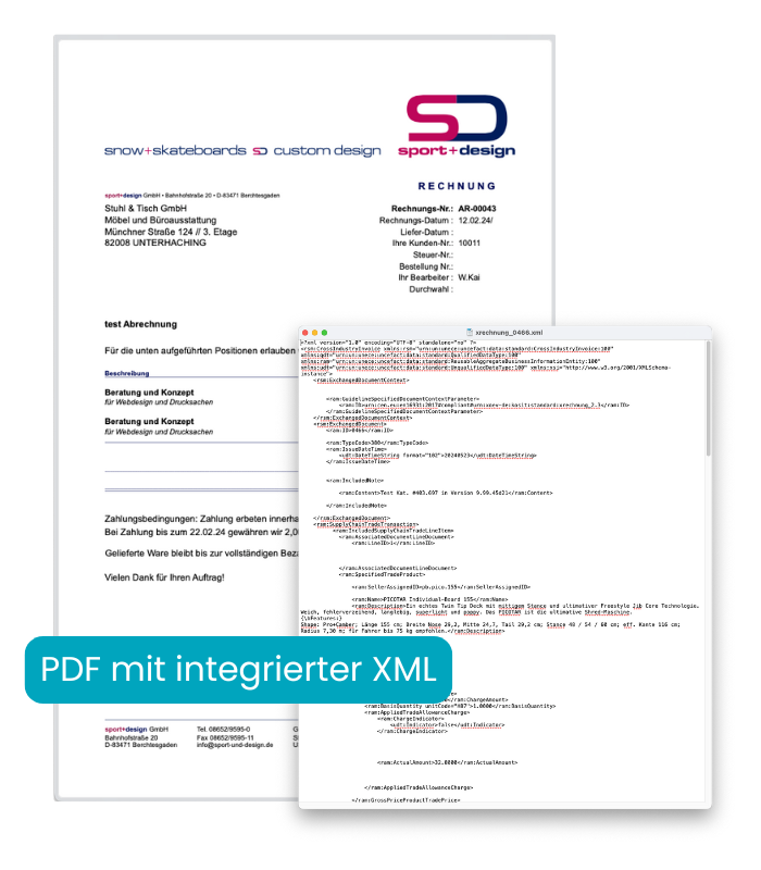 Visualisierung PDF Rechnung und XML Datei